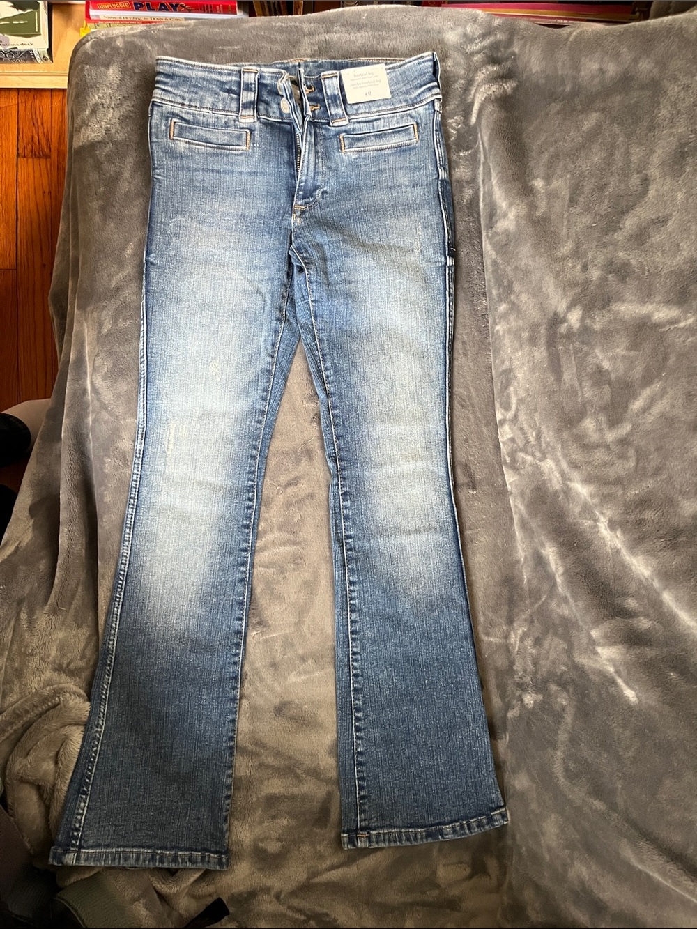 H&M Light Blue Flared Wide-Leg Jeans